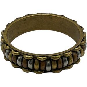 Brass Copper Nickel Silver Ribbed Chunky Bangle Bracelet Boho